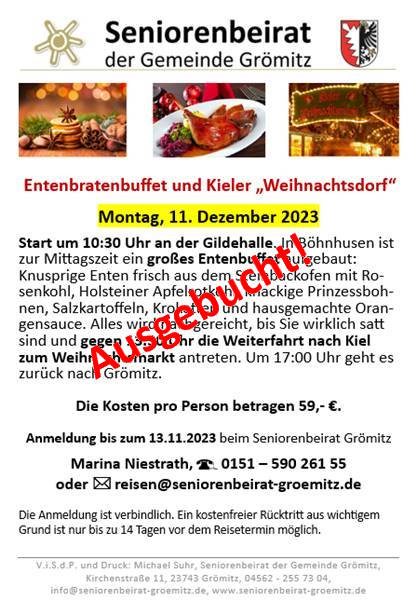 Entenbratenbuffet und Kieler „Weihnachtsdorf“