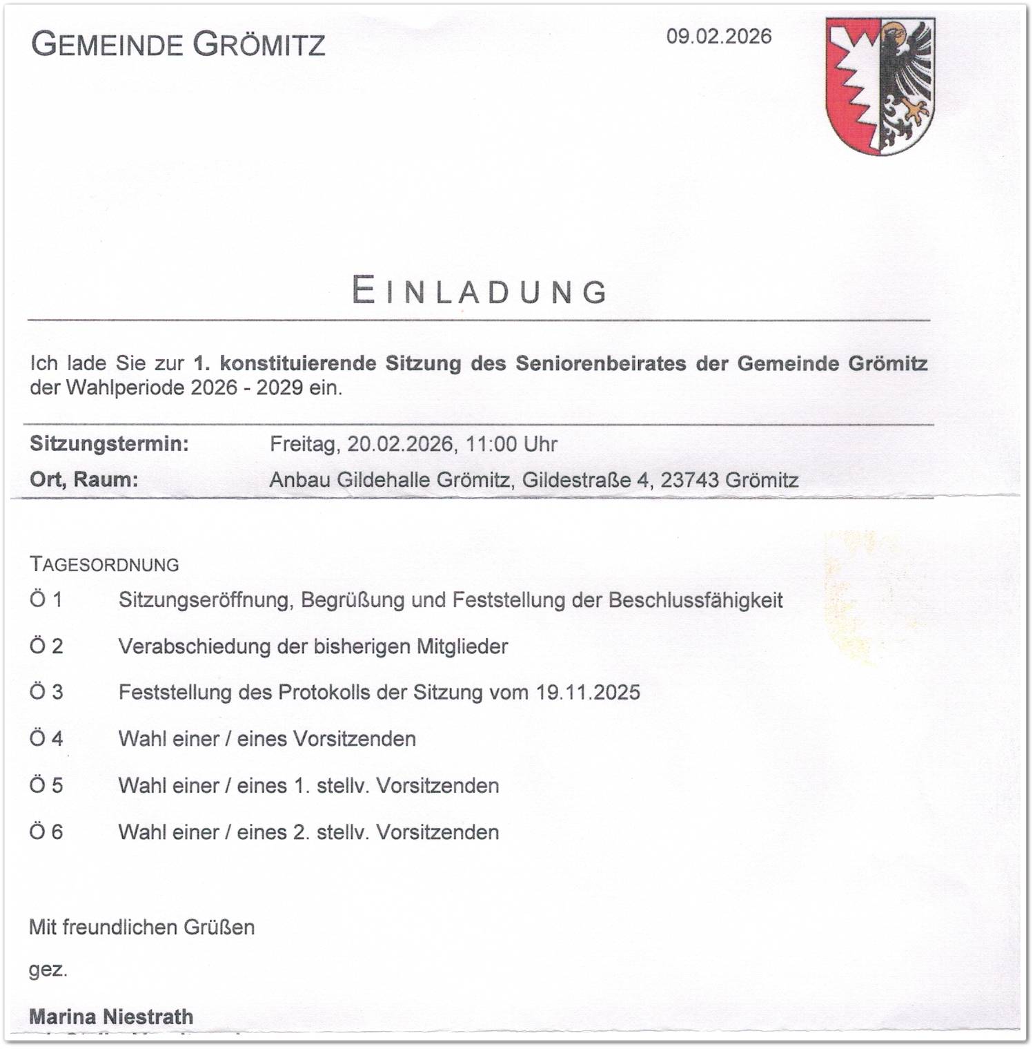 Du betrachtest gerade Neuer Seniorenbeirat – Konstituierende Sitzung